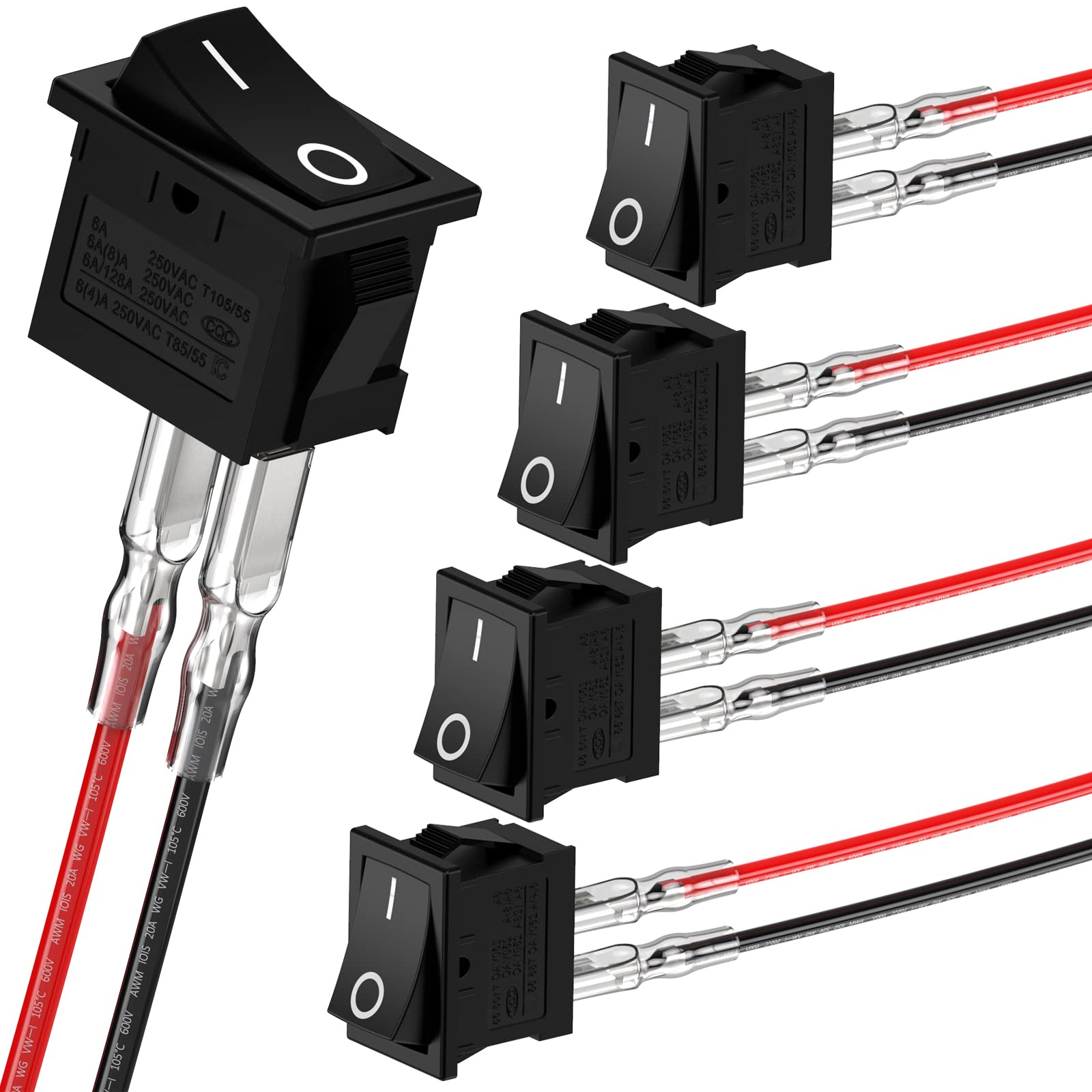 ケープハイツ　Burlington CHW24W0502 Amazon.com: DIYhz 5 Pcs Square Rocker Switch AC 6A/250V 8A